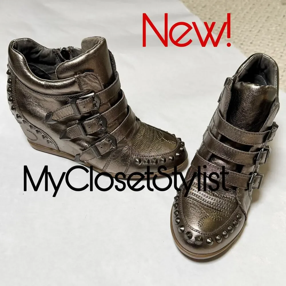 NEW ASH Bowie RARE Studded Wedge Sneakers!! 8 Bronze Gold LIMITED EDITION!! - Picture 4 of 8
